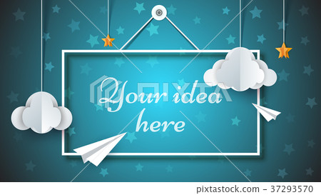 Frame paper illustration. Paper airplane, star Frame paper illustration. Paper airplane, star 37293570