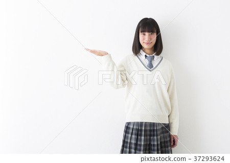 發出右手的高中女孩 37293624