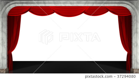 Red curtains isolated. 3D render Red curtains isolated. 3D render 37294080