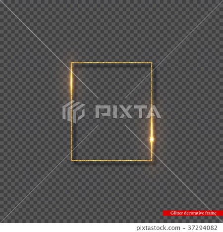 Golden glitter frame with glowing lights. Golden glitter frame with glowing lights. 37294082