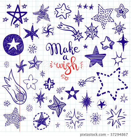 Funny doodle stars and comets icons collection Funny doodle stars and comets icons collection 37294867