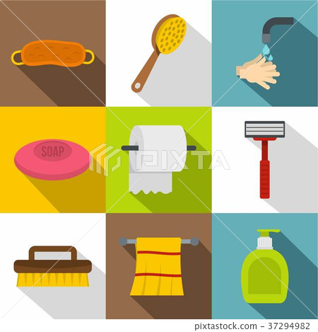 Bathroom things icon set, flat style Bathroom things icon set, flat style 37294982