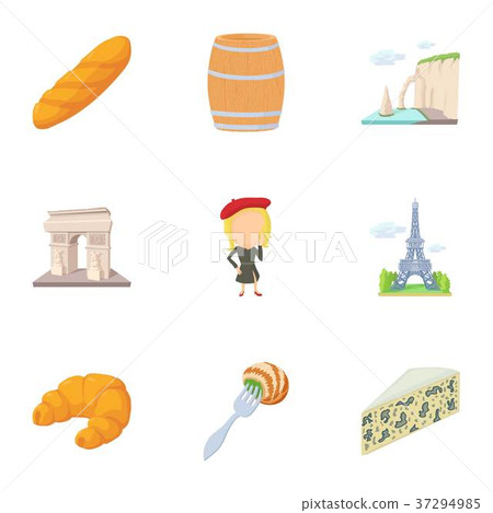 Paris icons set, cartoon style 37294985