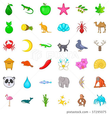 Flamingo icons set, cartoon style Flamingo icons set, cartoon style 37295075