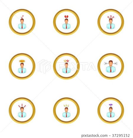 Businessman with stress emotions icons set Businessman with stress emotions icons set 37295152