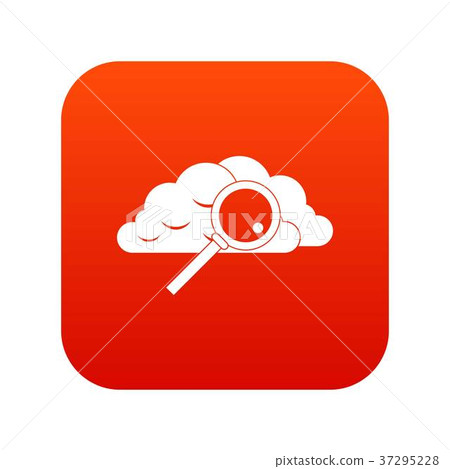 Cloud with magnifying glass icon digital red 37295228
