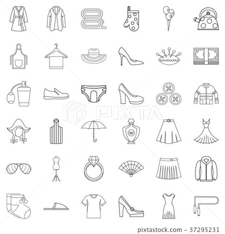 Ring icons set, outline style 37295231