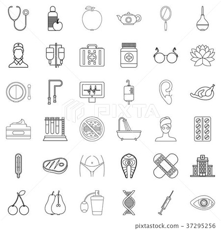 Seafood icons set, outline style 37295256