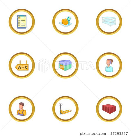 Storage icons set, cartoon style 37295257
