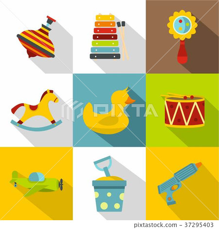 Baby toy icon set, flat style - Stock Illustration [37295403] - PIXTA