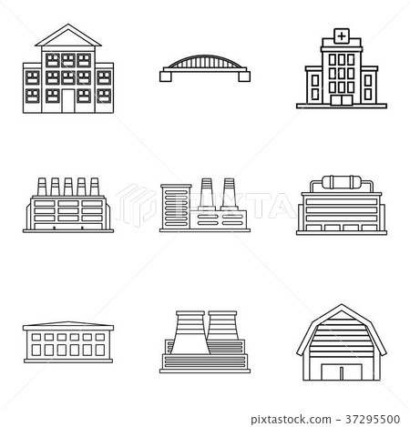 Frontage icons set, outline style - Stock Illustration [37295500] - PIXTA