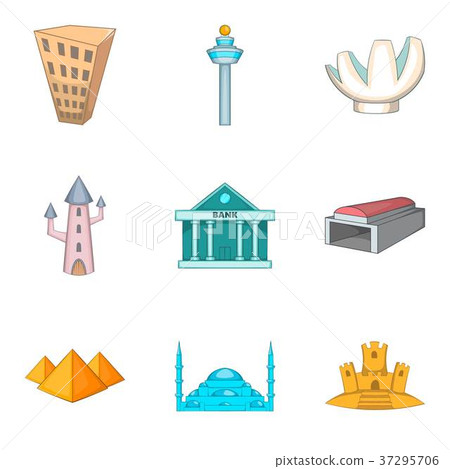 Architecture icons set, cartoon style Architecture icons set, cartoon style 37295706