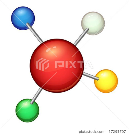 Red molecule icon, cartoon style Red molecule icon, cartoon style 37295707