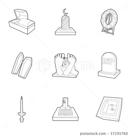 Exequies icons set, outline style Exequies icons set, outline style 37295760