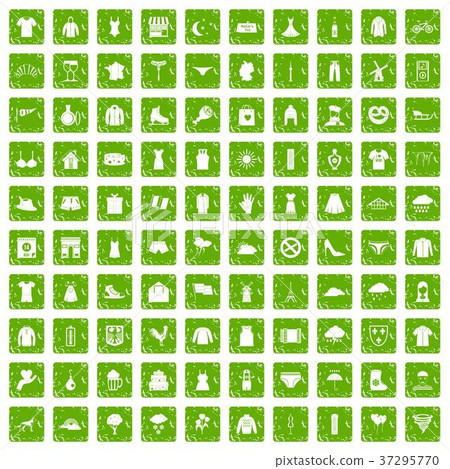 100 clothing icons set grunge green 100 clothing icons set grunge green 37295770