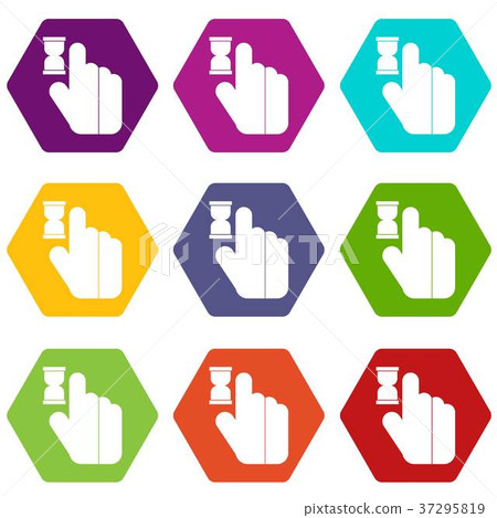Click icon set color hexahedron 37295819
