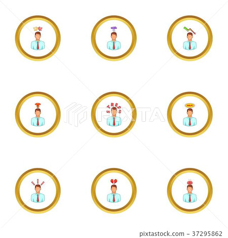 Man thinks icons set, cartoon style 37295862