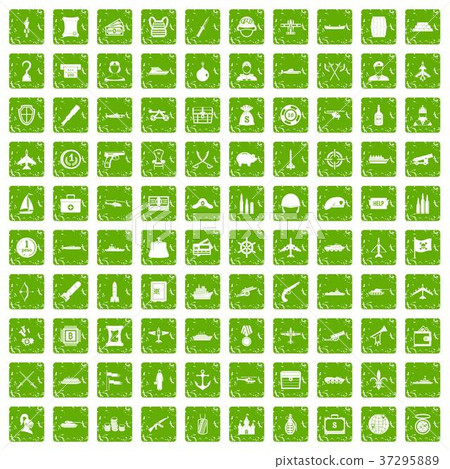 100 combat vehicles icons set grunge green 37295889