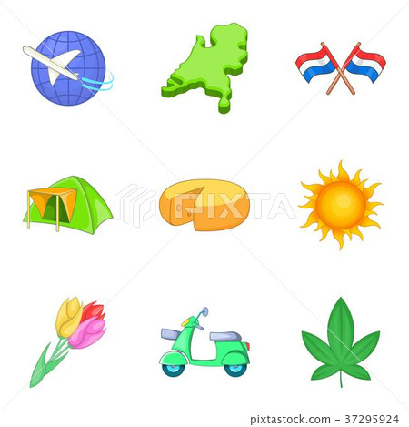 Migration icons set, cartoon style 37295924