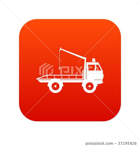 Car towing truck icon digital red 37295926