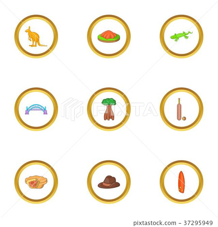 Trip to wild Australia icons set, cartoon style 37295949