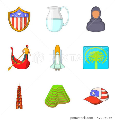 America icons set, cartoon style America icons set, cartoon style 37295956
