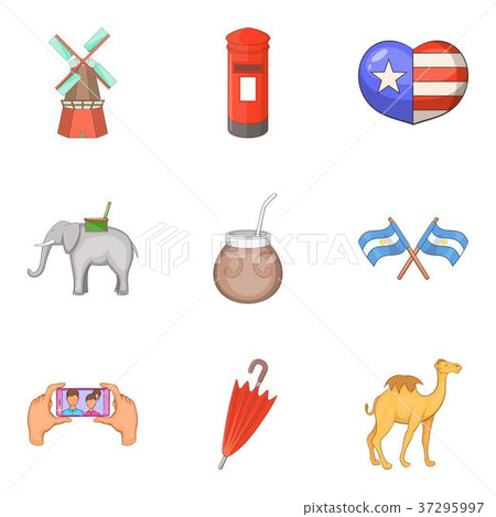 Travel around world icons set, cartoon style 37295997