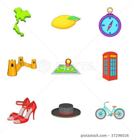 Thing from England icons set, cartoon style 37296026