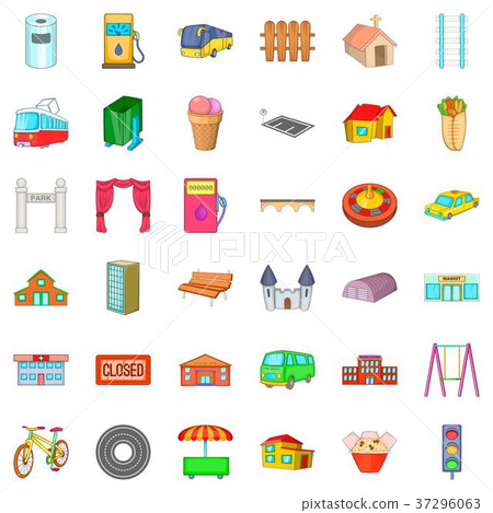 Architecture icons set, cartoon style Architecture icons set, cartoon style 37296063