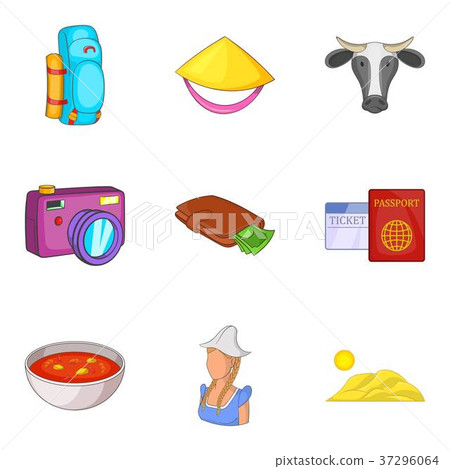 New World icons set, cartoon style New World icons set, cartoon style 37296064
