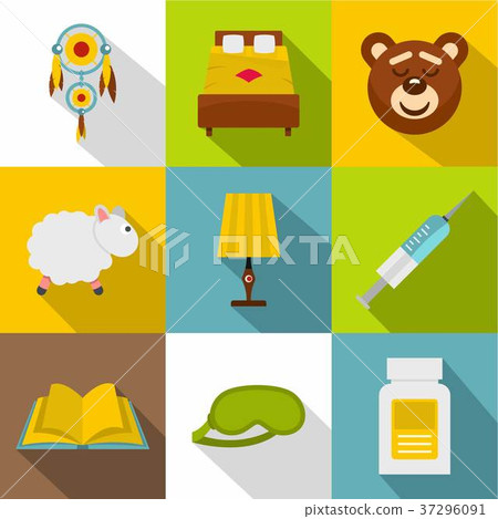 Time to sleep icon set, flat style Time to sleep icon set, flat style 37296091
