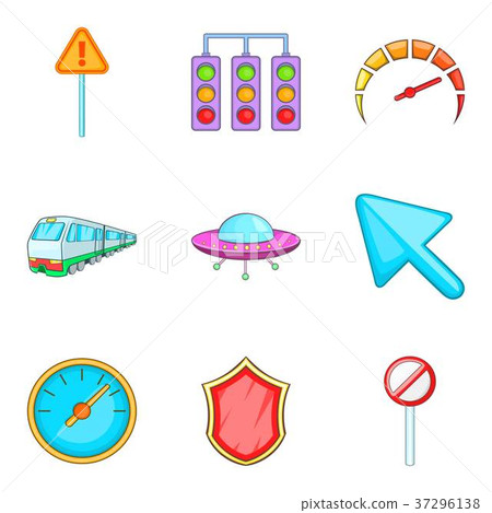 City daily navigation icon set, cartoon style City daily navigation icon set, cartoon style 37296138