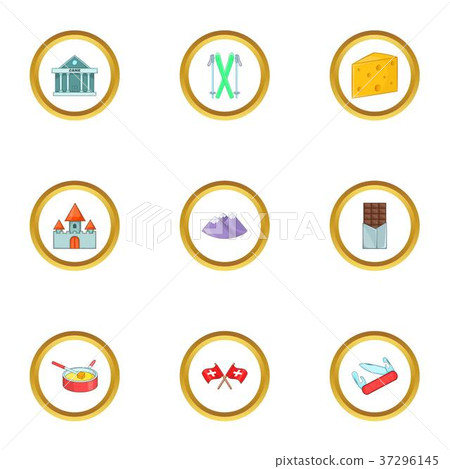 Bern icons set, cartoon style Bern icons set, cartoon style 37296145