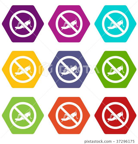 No locust sign icon set color hexahedron - Stock Illustration [37296175 ...