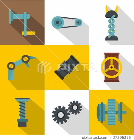Auto parts icon set, flat style Auto parts icon set, flat style 37296256