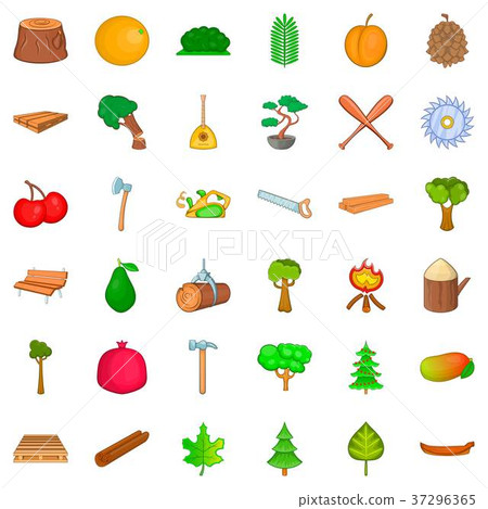 Foliage icons set, cartoon style 37296365