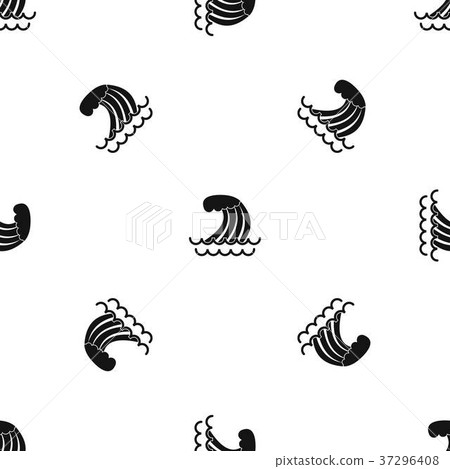 Tsunami wave pattern seamless black 37296408
