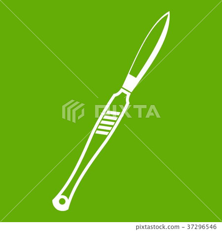 Stainless medical scalpel icon green 37296546