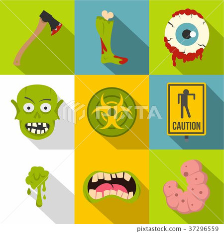 Zombie element icon set, flat style - Stock Illustration [37296559] - PIXTA