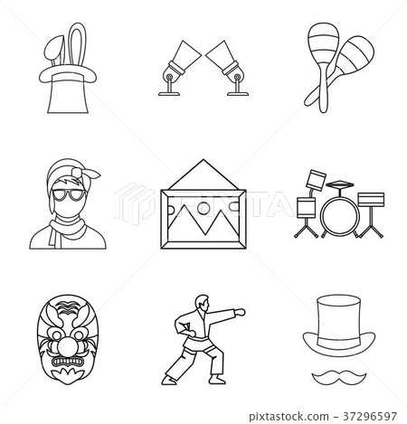 Screen icons set, outline style Screen icons set, outline style 37296597