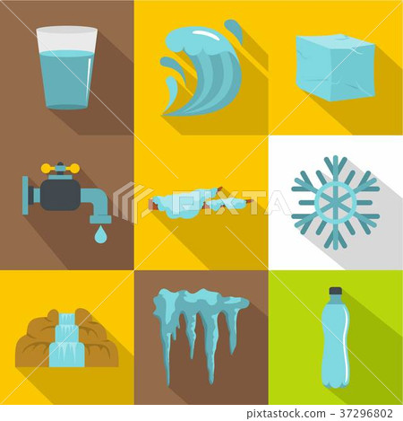 Water condition icon set, flat style 37296802