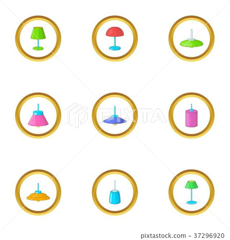 Lamps icons set, cartoon style Lamps icons set, cartoon style 37296920