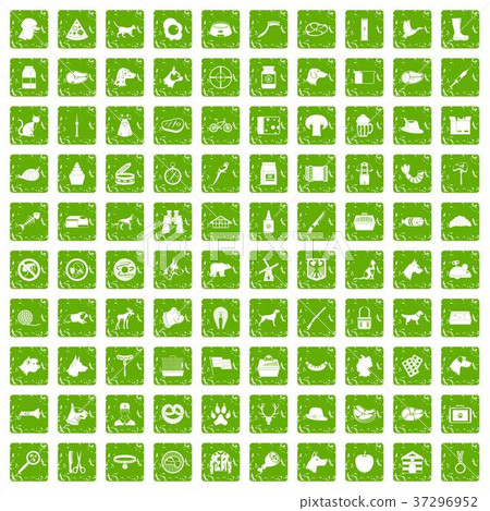 100 dog icons set grunge green 100 dog icons set grunge green 37296952