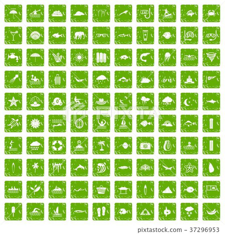 100 diving icons set grunge green 100 diving icons set grunge green 37296953