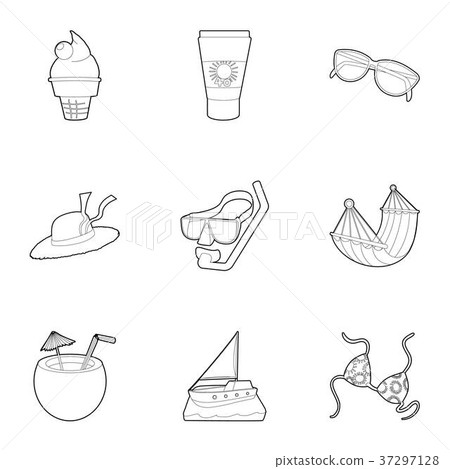Water recreation icons set, outline style - Stock Illustration ...
