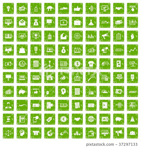 100 e-commerce icons set grunge green 37297133