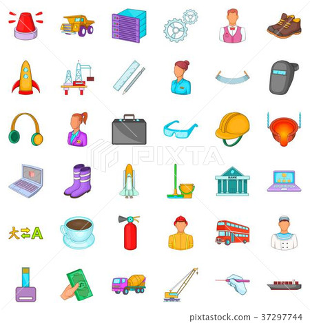 Cleaning icons set, cartoon style 37297744