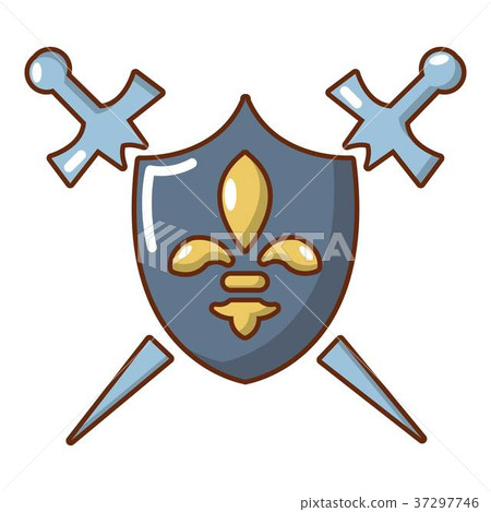 Knight shield and swords icon, cartoon style Knight shield and swords icon, cartoon style 37297746