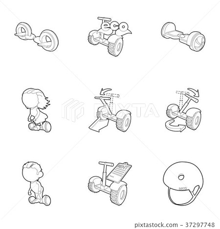 Balancing scooter icons set, outline style Balancing scooter icons set, outline style 37297748