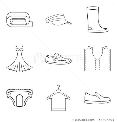 Fashion clothes icon set, outline style - Stock Illustration [37297895 ...